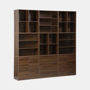 Kit prateleira, estante modular decoração madeira, 9 elementos, Kompo, Madeira de nogueira, 210x35x210 cm