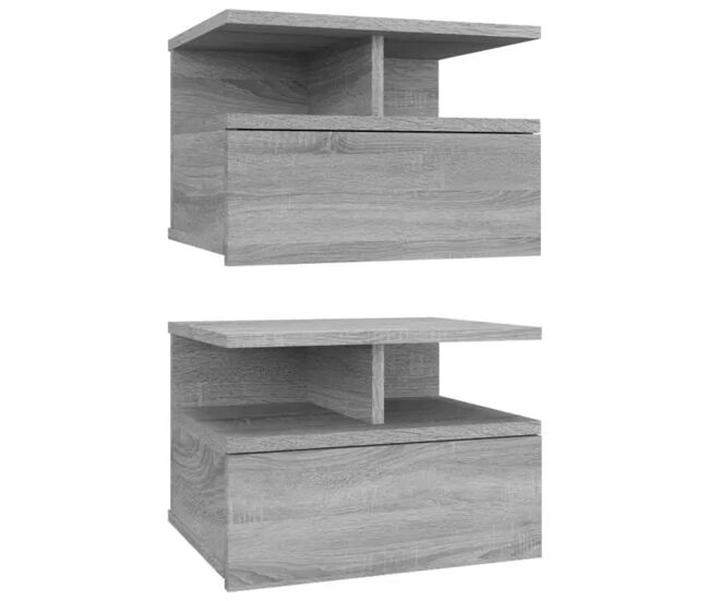 Juego de mesitas de noche de pared - mesillas de noche flotante madera gris sonoma 40x31x27 cm