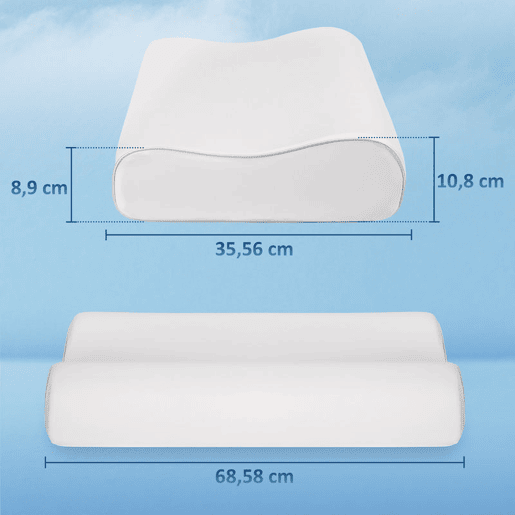 HOMCOM Almofada Viscoelástica 68x35 cm de Espuma Viscoelástica, Almofada Refrescante com Design Ergonómico, Dupla Altura, Capa Removível e Lavável, para Suporte do Pescoço, Dormir de LadoBarriga para Cima