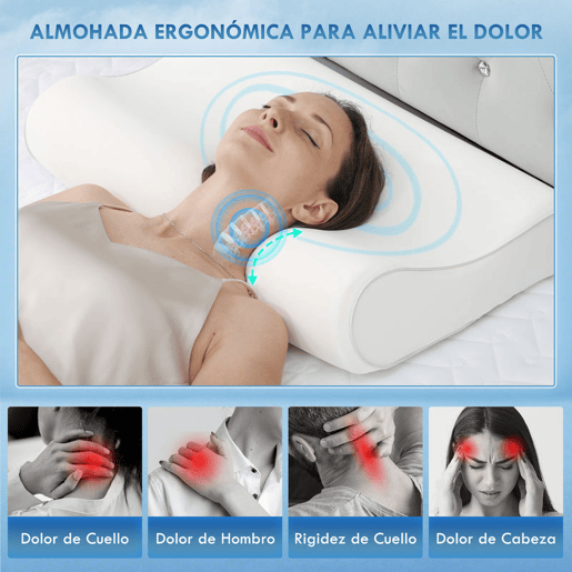 HOMCOM Almofada Viscoelástica 68x35 cm de Espuma Viscoelástica, Almofada Refrescante com Design Ergonómico, Dupla Altura, Capa Removível e Lavável, para Suporte do Pescoço, Dormir de LadoBarriga para Cima