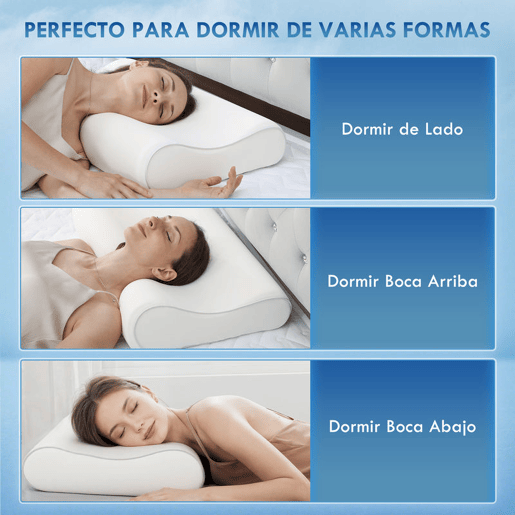 HOMCOM Almofada Viscoelástica 68x35 cm de Espuma Viscoelástica, Almofada Refrescante com Design Ergonómico, Dupla Altura, Capa Removível e Lavável, para Suporte do Pescoço, Dormir de LadoBarriga para Cima