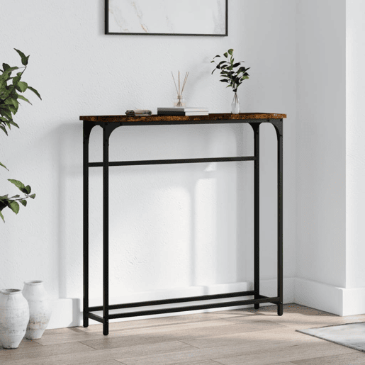 Mesa Consola - Mesa De Entrada 75x19,5x75 cm derivados de madeira carvalho fumado