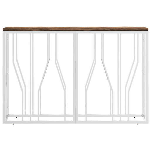 Mesa Consola - Mesa De Entrada aço inoxidável e madeira recuperada maciça