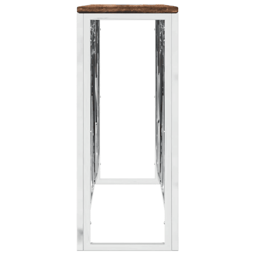 Mesa Consola - Mesa De Entrada aço inoxidável e madeira recuperada maciça