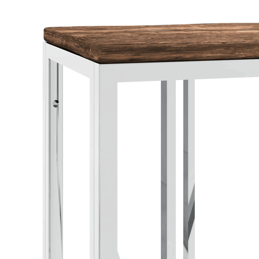 Mesa Consola - Mesa De Entrada aço inoxidável e madeira recuperada maciça