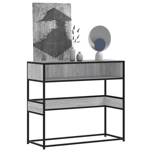 Mesa Consola - Mesa De Entrada 90x35x80 cm derivados de madeira cinzento sonoma