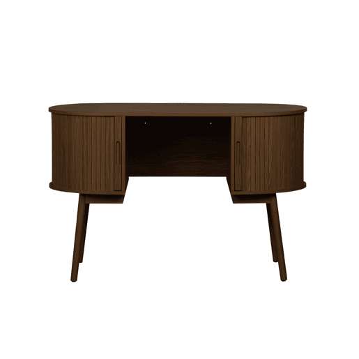 Secretária oval com efeito de madeira com 2 espaços de arrumação, 120cm, Legacy, Madeira de nogueira, 120x55x77 cm