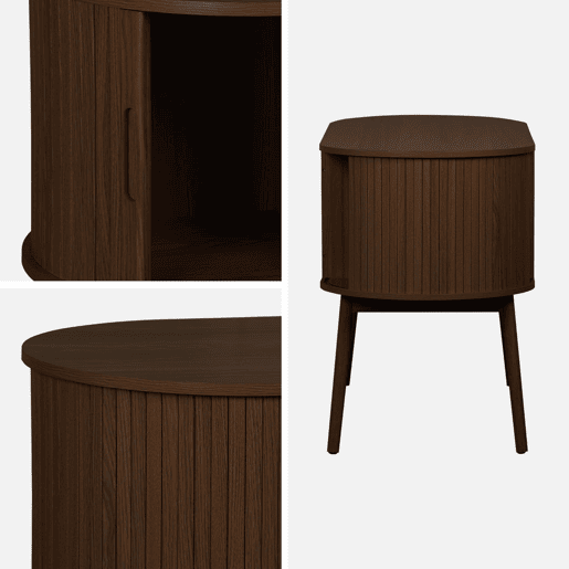 Secretária oval com efeito de madeira com 2 espaços de arrumação, 120cm, Legacy, Madeira de nogueira, 120x55x77 cm