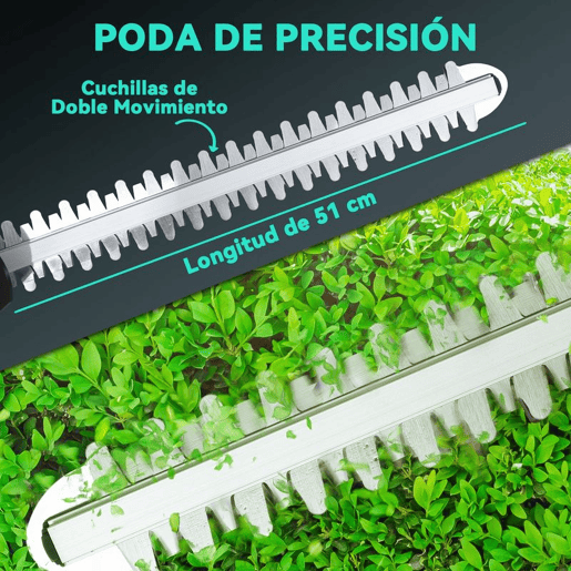 Outsunny Tesoura Aparadora de Sebes Elétrica Corta Sebes a Bateria 18V com 2 Baterias de 4000mAh Comprimento da Lâmina de 51 cm Motor sem Escovas e Carregador para Sebes e Relva Azul