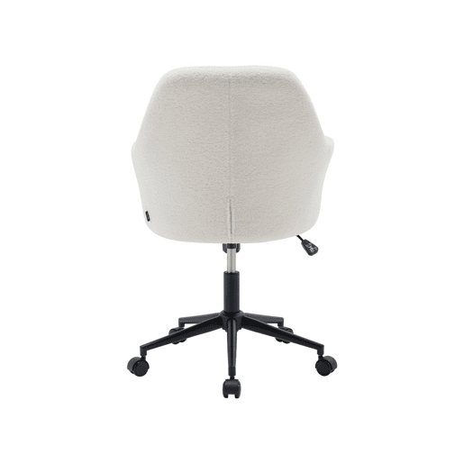 Cadeira de escritório com rodas ajustável em metal e tecido boucle, Stan, Branco, 57x57x94.5 cm