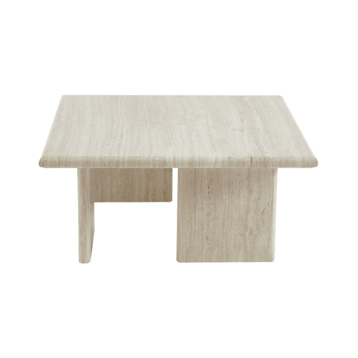 Mesa de centro quadrada, Tilos, Effet travertin, 80x80x36 cm