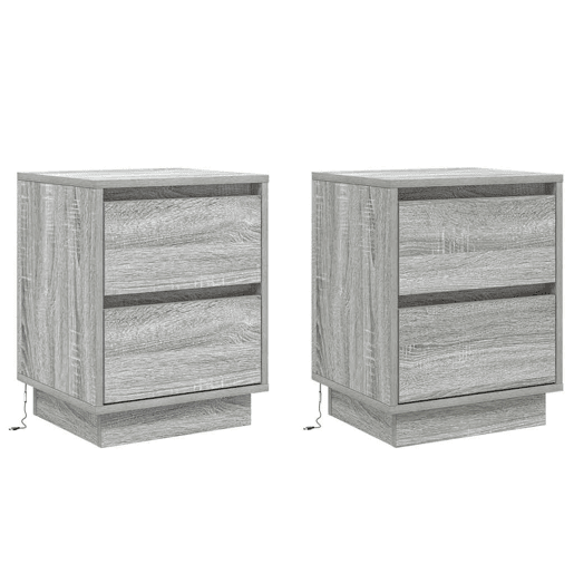 Lote de 2 Mesa De Cabeceira - Mesinha De Cabeceira com gaveta Cinzeto 39 x 34,5 x 50 cm