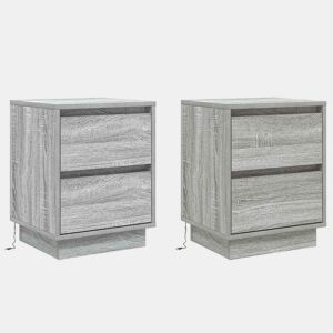 Lote de 2 Mesa De Cabeceira - Mesinha De Cabeceira com gaveta Cinzeto 39 x 34,5 x 50 cm