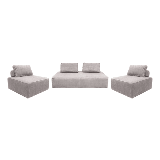 Sofá modular em tecido veludo cotelê de 4 lugares, Lao, Cinza Claro, 180x90x78 cm