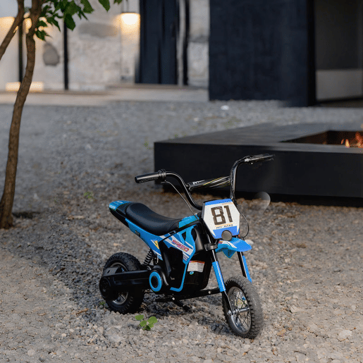 AIYAPLAY Mota Elétrica para Crianças 24V Mota Elétrica Infantil com Motor 250W Velocidade de 6-16kmh Rodas de Ø30,5 cm e Suspensão Traseira para Crianças de 8-12 Anos 119x64x76,5 cm Azul