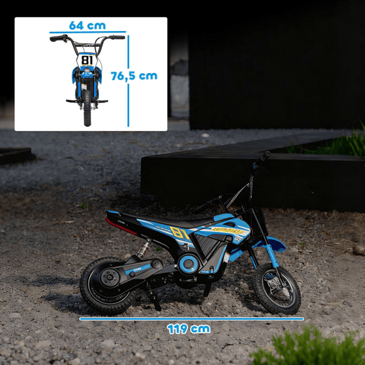 AIYAPLAY Mota Elétrica para Crianças 24V Mota Elétrica Infantil com Motor 250W Velocidade de 6-16kmh Rodas de Ø30,5 cm e Suspensão Traseira para Crianças de 8-12 Anos 119x64x76,5 cm Azul