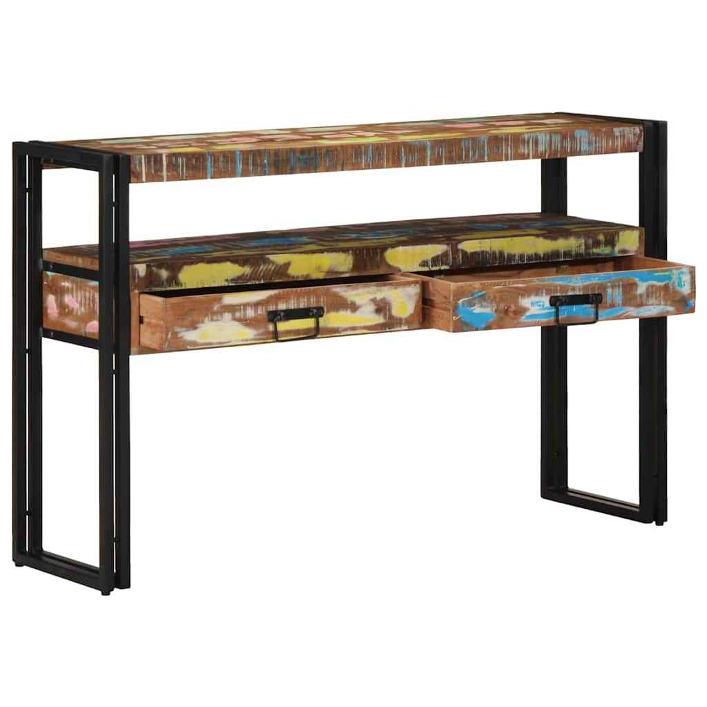 Mesa consola - mesa de entrada con cajón 120 x 33 x 75 cm madera maciza reciclada