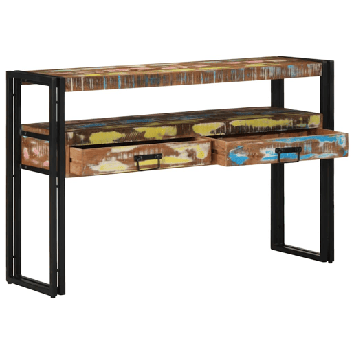 Mesa Consola - Mesa De Entrada Multicolor 120 x 33 x 75 cm Madeira recuperada maciça