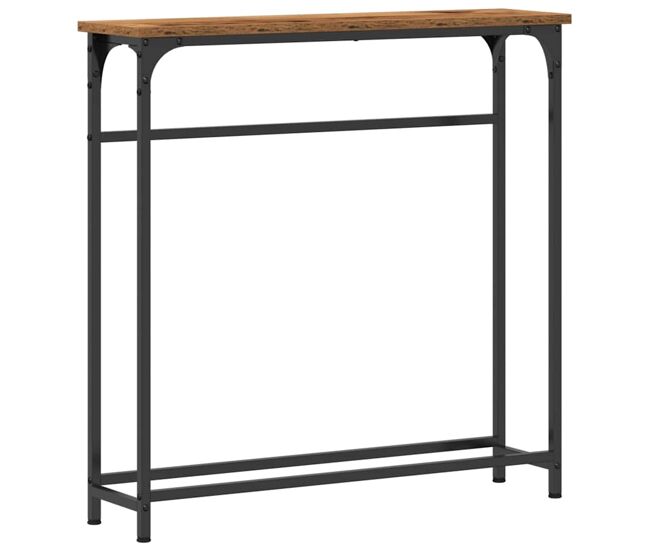Mesa consola - mesa de entrada con estante madera vieja 75 x 19.5 x 75 cm
