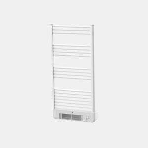 Toalheiro elétrico de alumínio de 2000 W com aquecedor integrado (500 1500 W). Ecrã LED. IPX4. Aquecimento rápido com função 2h. Instalação na parede. Cor branca. Várias prateleiras para pendurar toalhas.