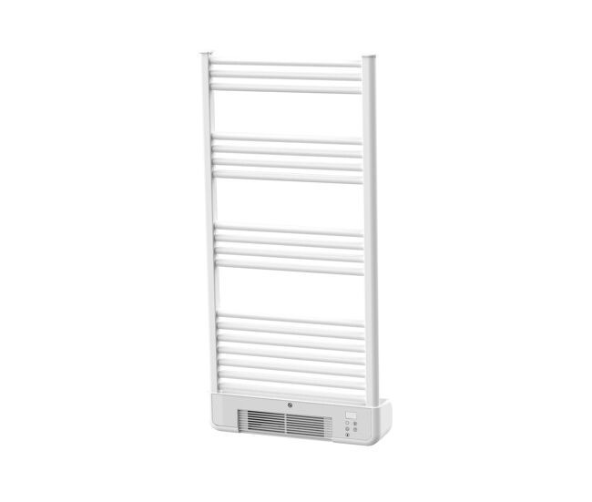 Toallero eléctrico en aluminio de 2000w con calefactor integrado (500 1500w). display led. ipx4. rápido calentamiento con función 2h. instalación mural. color blanco. varios estantes para colgar las toallas.