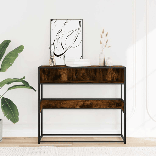 Mesa Consola - Mesa De Entrada 90x35x80 cm derivados de madeira carvalho fumado