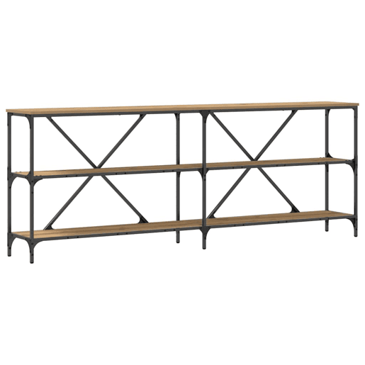 Mesa Consola - Mesa De Entrada com prateleira carvalho artisiano 180 x 30 x 75 cm