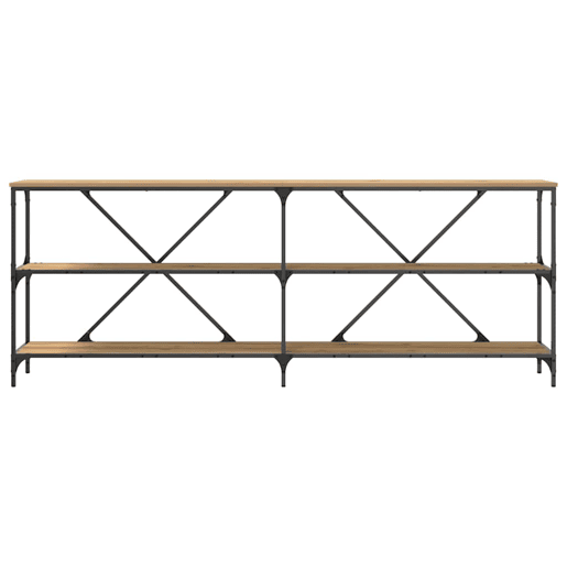Mesa Consola - Mesa De Entrada com prateleira carvalho artisiano 180 x 30 x 75 cm