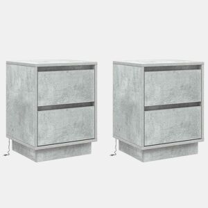 Lote de 2 Mesa De Cabeceira - Mesinha De Cabeceira Cinzento cimento 39 x 34,5 x 50 cm