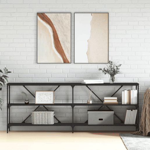 Mesa Consola - Mesa De Entrada 200x30x75 cm derivados de madeira e ferro preto