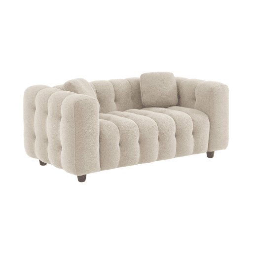 Sofá estofado em tecido boucle texturado de 2 lugares, Leon boucle, Beige, 168.5x99x71 cm