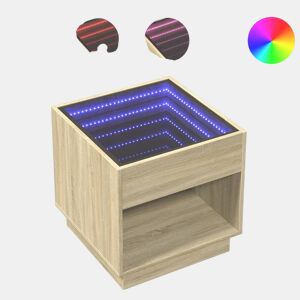 Mesa De Cabeceira - Mesinha De Cabeceira c LED Infinity 50x50x50 cm carvalho sonoma