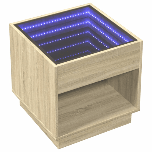 Mesa De Cabeceira - Mesinha De Cabeceira c LED Infinity 50x50x50 cm carvalho sonoma