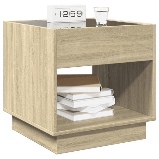 Mesa De Cabeceira - Mesinha De Cabeceira c LED Infinity 50x50x50 cm carvalho sonoma