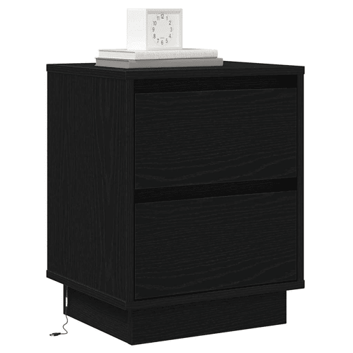 Lote de 2 Mesa De Cabeceira - Mesinha De Cabeceira com gaveta Preto 39 x 34,5 x 50 cm
