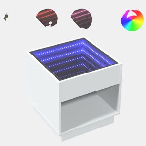Mesa De Cabeceira - Mesinha De Cabeceira com luzes LED Infinity 50x50x50 cm branco