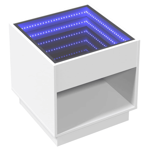Mesa De Cabeceira - Mesinha De Cabeceira com luzes LED Infinity 50x50x50 cm branco