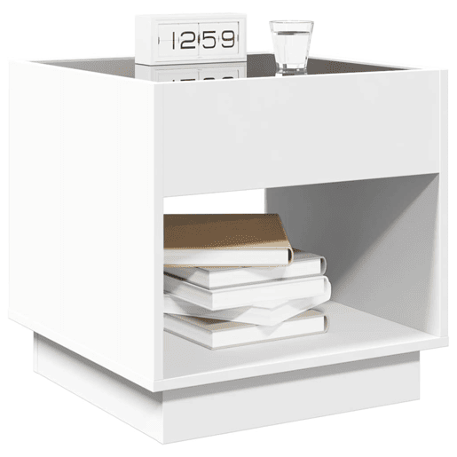 Mesa De Cabeceira - Mesinha De Cabeceira com luzes LED Infinity 50x50x50 cm branco