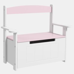 AIYAPLAY Baú de Brinquedos Infantil Banco de Armazenamento para Crianças com Encosto e Tampa Amortecida Suporta 30 kg para Salas de Jogos Quarto 68,5x34x58 cm Rosa e Branco