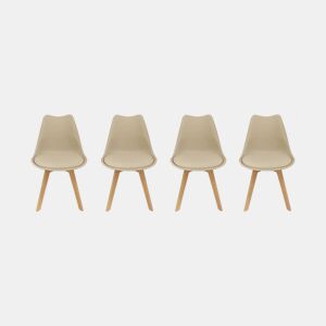 Cadeiras escandinava com pernas de madeira, set de 4, Nils, Cappuccino, 47x55x81 cm