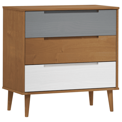 Mesa De Cabeceira - Mesinha De Cabeceira de gavetas 80x40x80 cm pinho maciço castanho