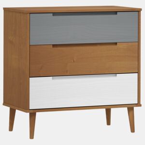 Mesa De Cabeceira - Mesinha De Cabeceira de gavetas 80x40x80 cm pinho maciço castanho