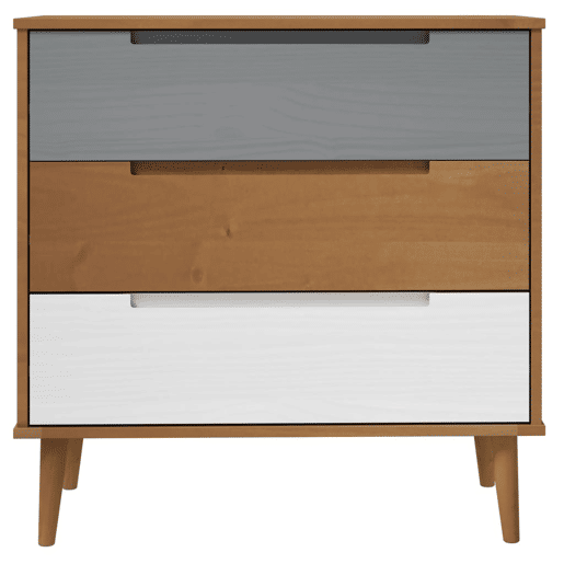 Mesa De Cabeceira - Mesinha De Cabeceira de gavetas 80x40x80 cm pinho maciço castanho