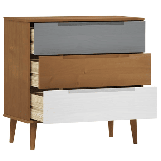 Mesa De Cabeceira - Mesinha De Cabeceira de gavetas 80x40x80 cm pinho maciço castanho