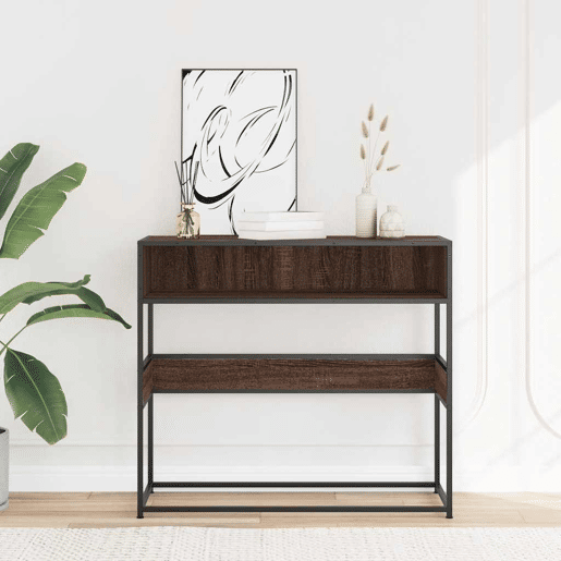 Mesa Consola - Mesa De Entrada 90x35x80 cm derivados madeira carvalho castanho