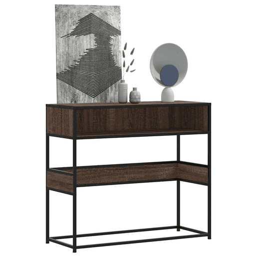 Mesa Consola - Mesa De Entrada 90x35x80 cm derivados madeira carvalho castanho