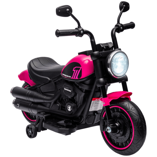 HOMCOM Motocicleta Elétrica para Crianças de 18-36 Meses com Bateria 6V Farol e Rodas Auxiliares Removíveis 25 kg 76x42x57 cm Rosa HOMCOM Motocicleta Elétrica para Crianças de 18-36 Meses com Bateria 6V Farol e Rodas Auxiliares Removíveis 25 kg 76x42x57 cm Rosa