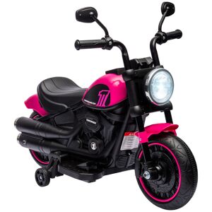 HOMCOM Motocicleta Elétrica para Crianças de 18-36 Meses com Bateria 6V Farol e Rodas Auxiliares Removíveis 25 kg 76x42x57 cm Rosa