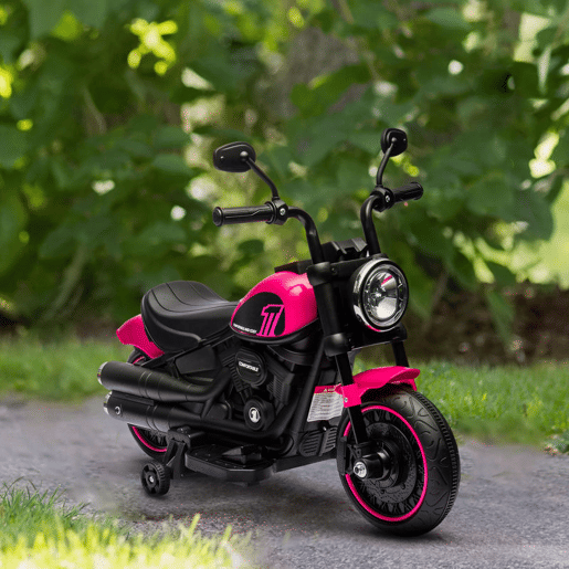HOMCOM Motocicleta Elétrica para Crianças de 18-36 Meses com Bateria 6V Farol e Rodas Auxiliares Removíveis 25 kg 76x42x57 cm Rosa HOMCOM Motocicleta Elétrica para Crianças de 18-36 Meses com Bateria 6V Farol e Rodas Auxiliares Removíveis 25 kg 76x42x57 cm Rosa
