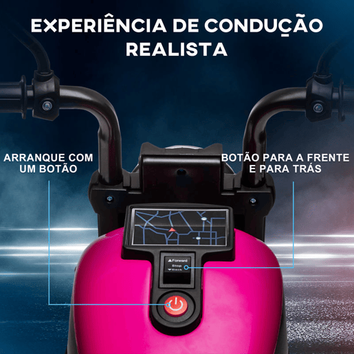 HOMCOM Motocicleta Elétrica para Crianças de 18-36 Meses com Bateria 6V Farol e Rodas Auxiliares Removíveis 25 kg 76x42x57 cm Rosa HOMCOM Motocicleta Elétrica para Crianças de 18-36 Meses com Bateria 6V Farol e Rodas Auxiliares Removíveis 25 kg 76x42x57 cm Rosa
